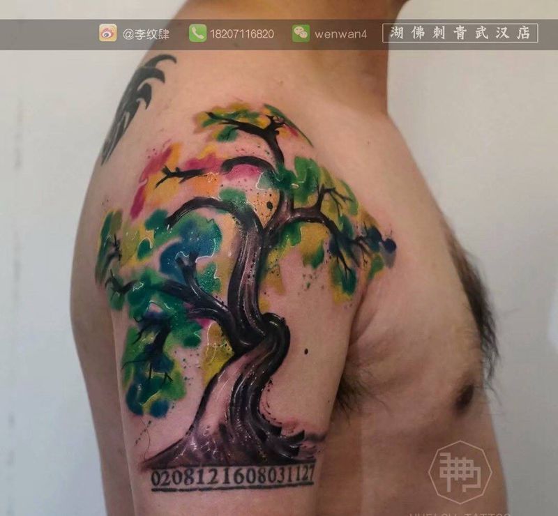 树纹身图片_成品手臂手部欧美原创植物纹身图案