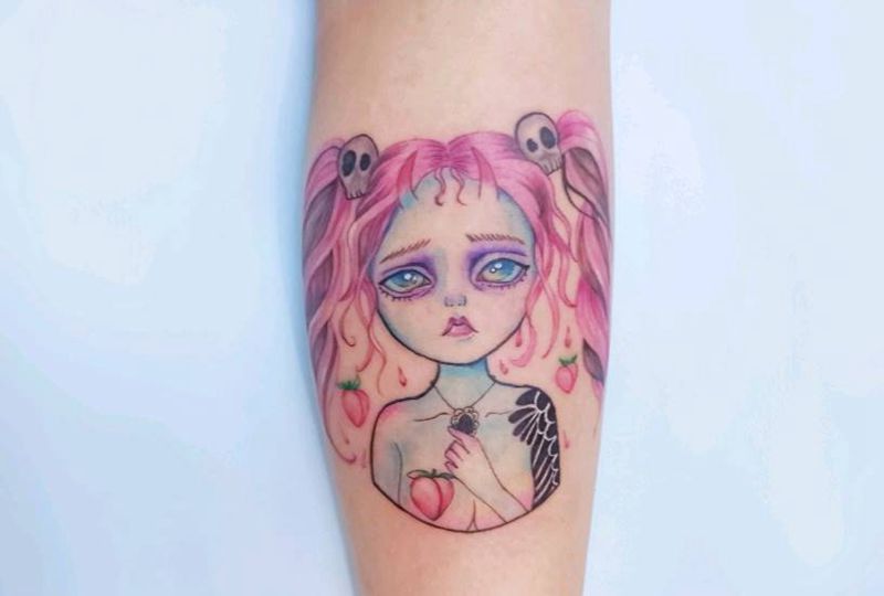 小鬼桃妖妖纹身图片_手臂纹身图案