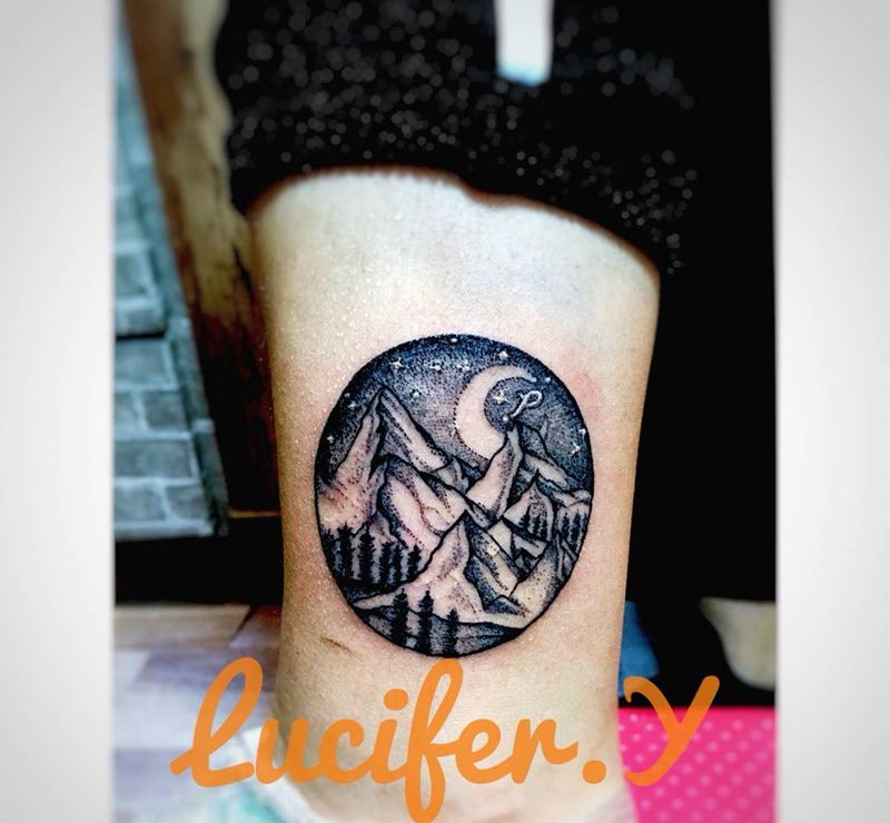 点刺小图.纹身图片_成品腿部清新几何纹身图案