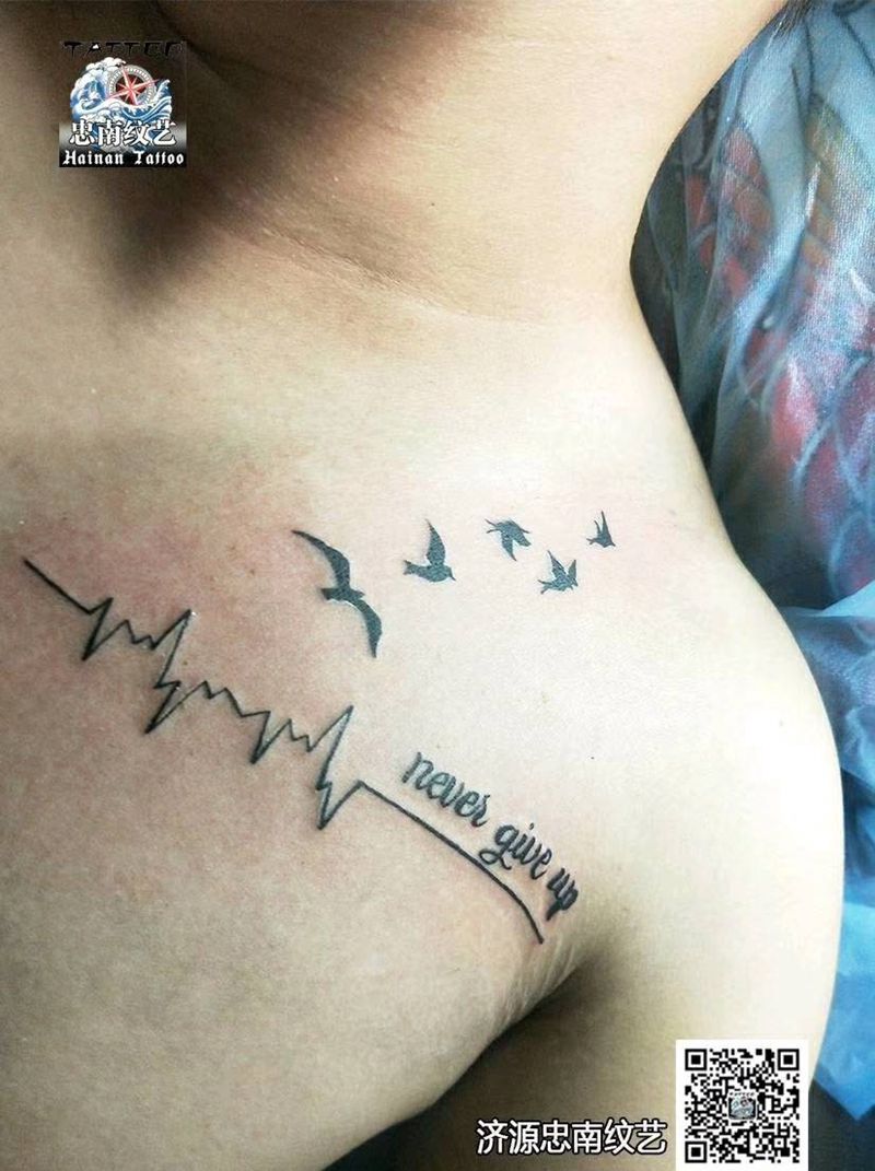 心电图纹身图片_手臂纹身图案