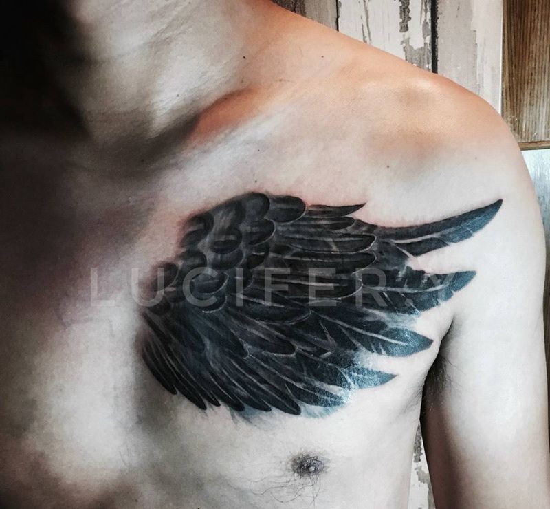 胸口遮盖纹身图片_成品胸部欧美写实动物纹身图案