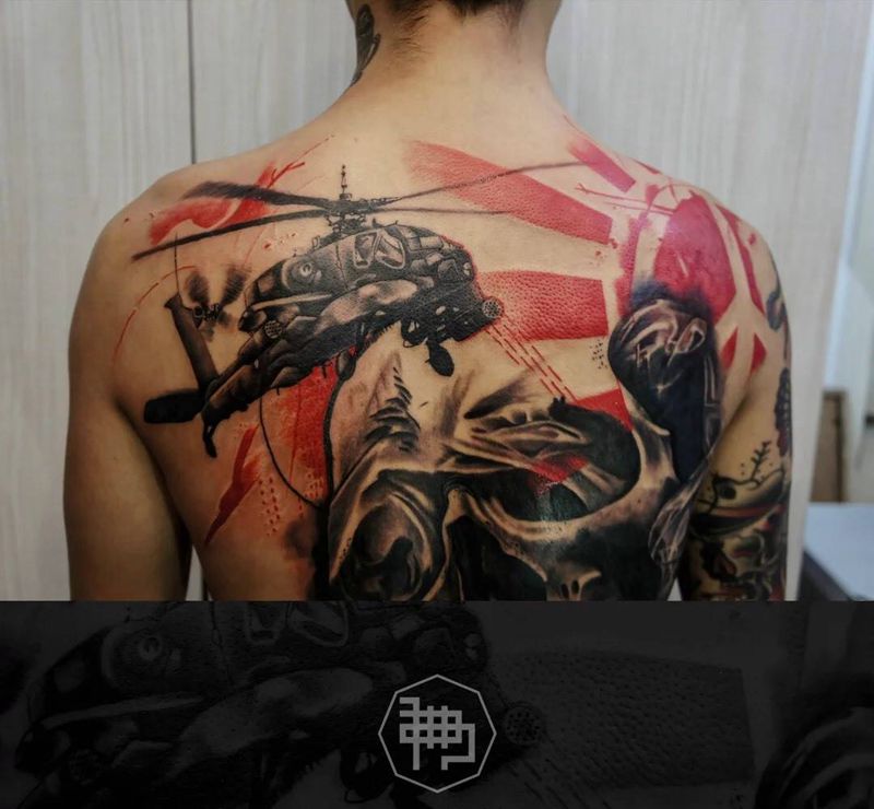 概念风格满背未完成纹身图片_成品背部欧美写实人物静物原创国画纹身图案