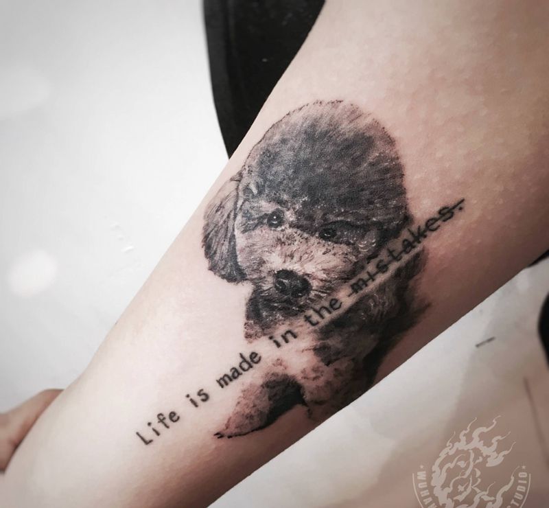 泰迪纹身图片_手臂欧美写实纹身图案