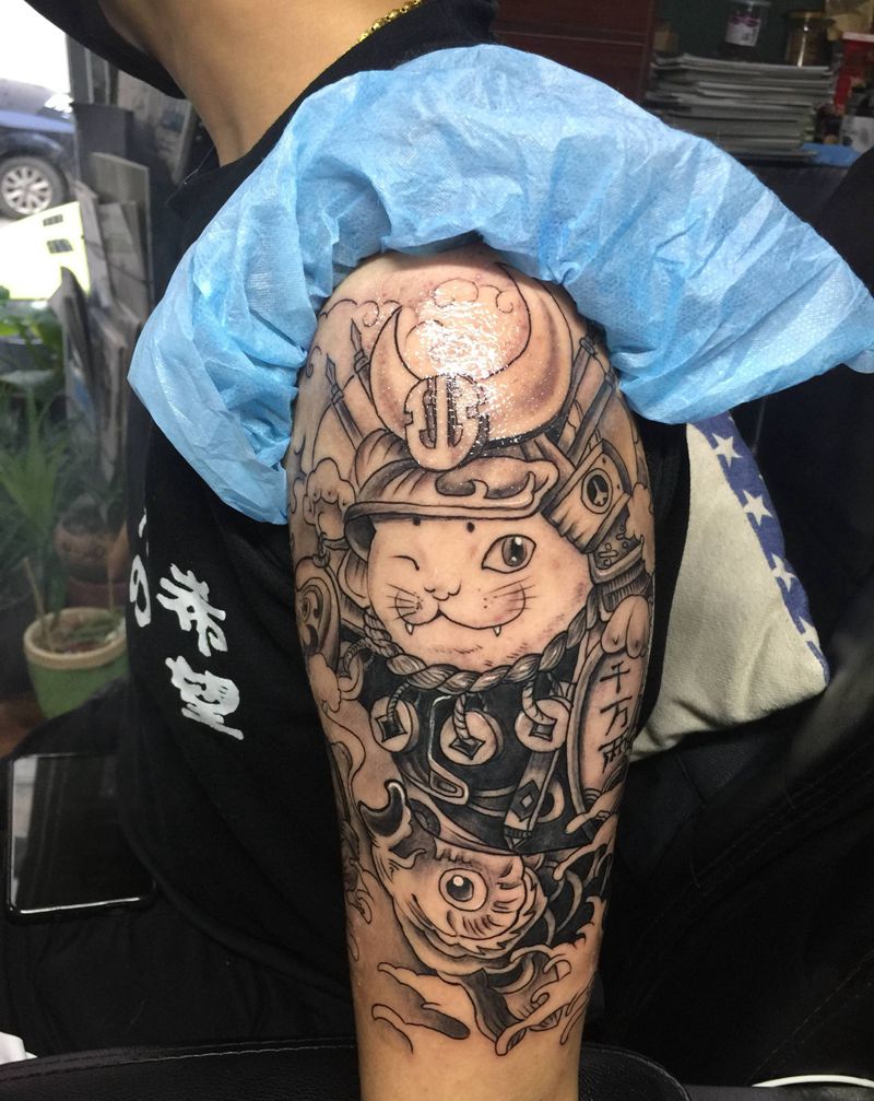 招财猫纹身图片