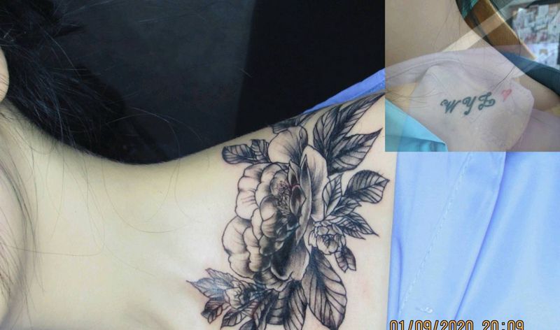 树，花纹身图片_手臂颈部纹身图案