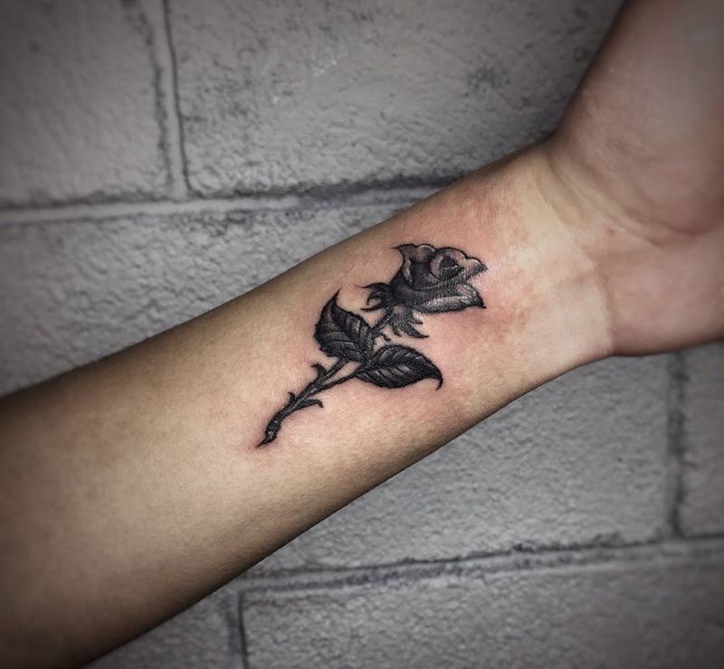 Rose.纹身图片_手臂欧美植物纹身图案