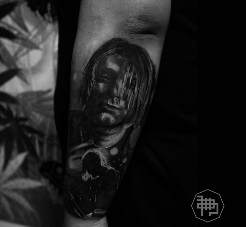 昆明人像纹身图片_成品欧美肖像人物手臂手部纹身图案