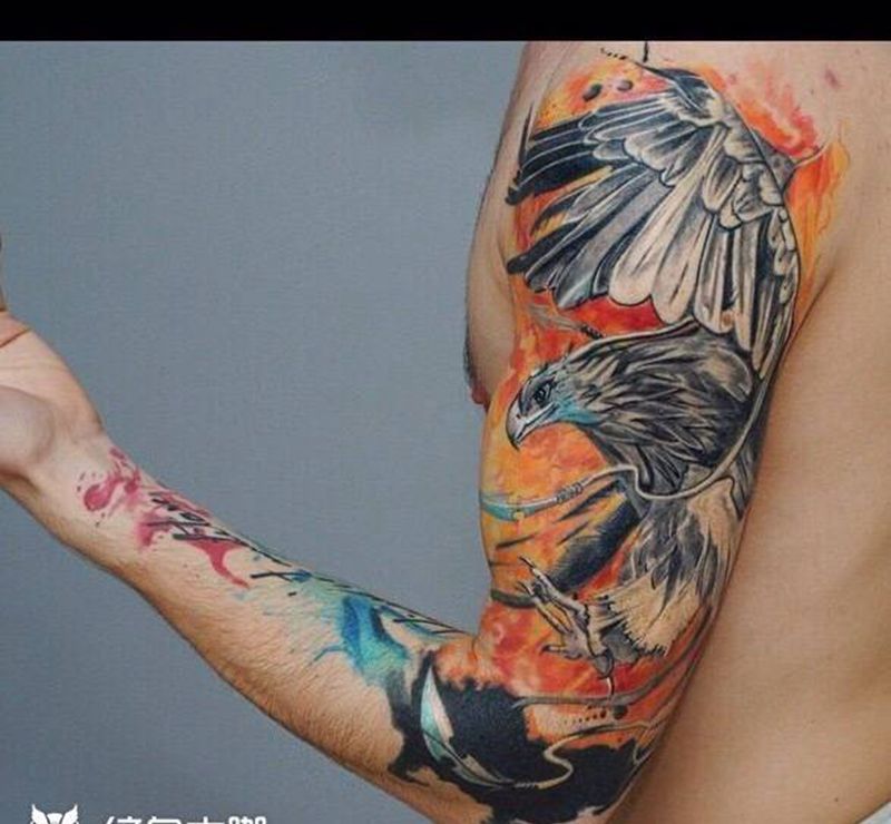 水彩风格纹身图片