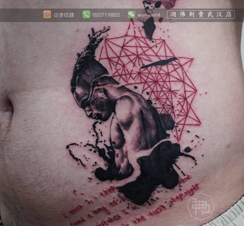 xxx纹身图片_成品腹部欧美写实原创人物纹身图案