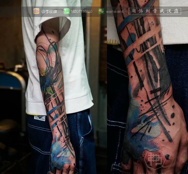 freehand纹身图片_成品手臂手部欧美国画原创纹身图案