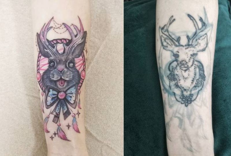 田园兔子纹身图片_手臂纹身图案