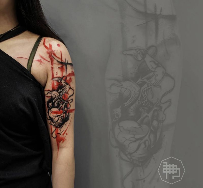 想梦纹身图片_手臂手部成品欧美国画原创纹身图案