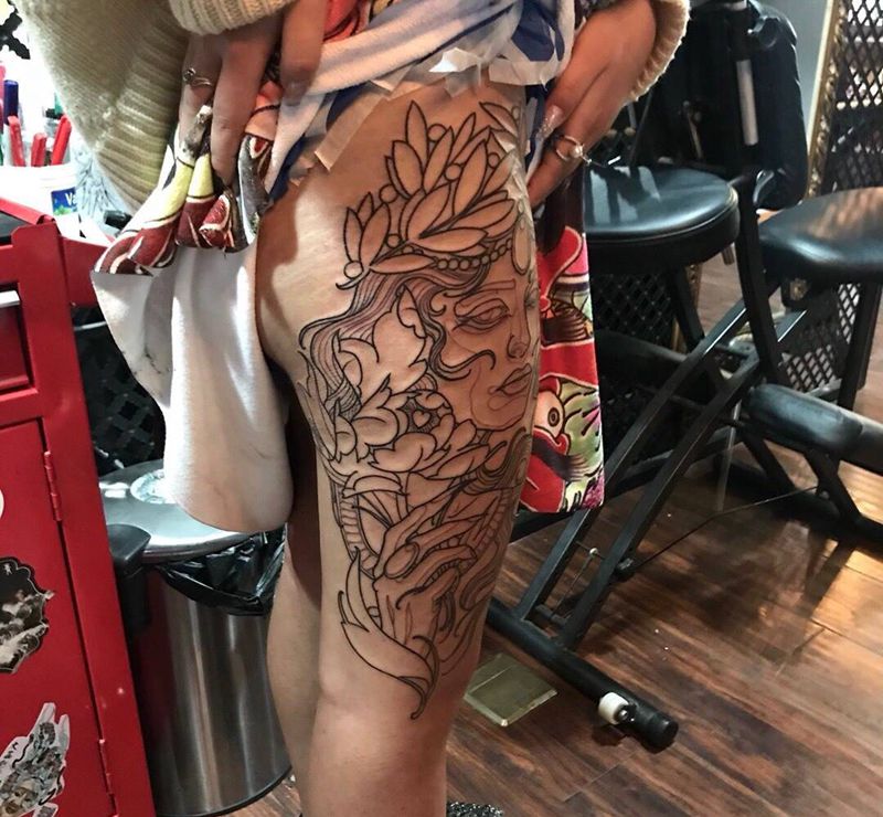 newschool美人头纹身图片