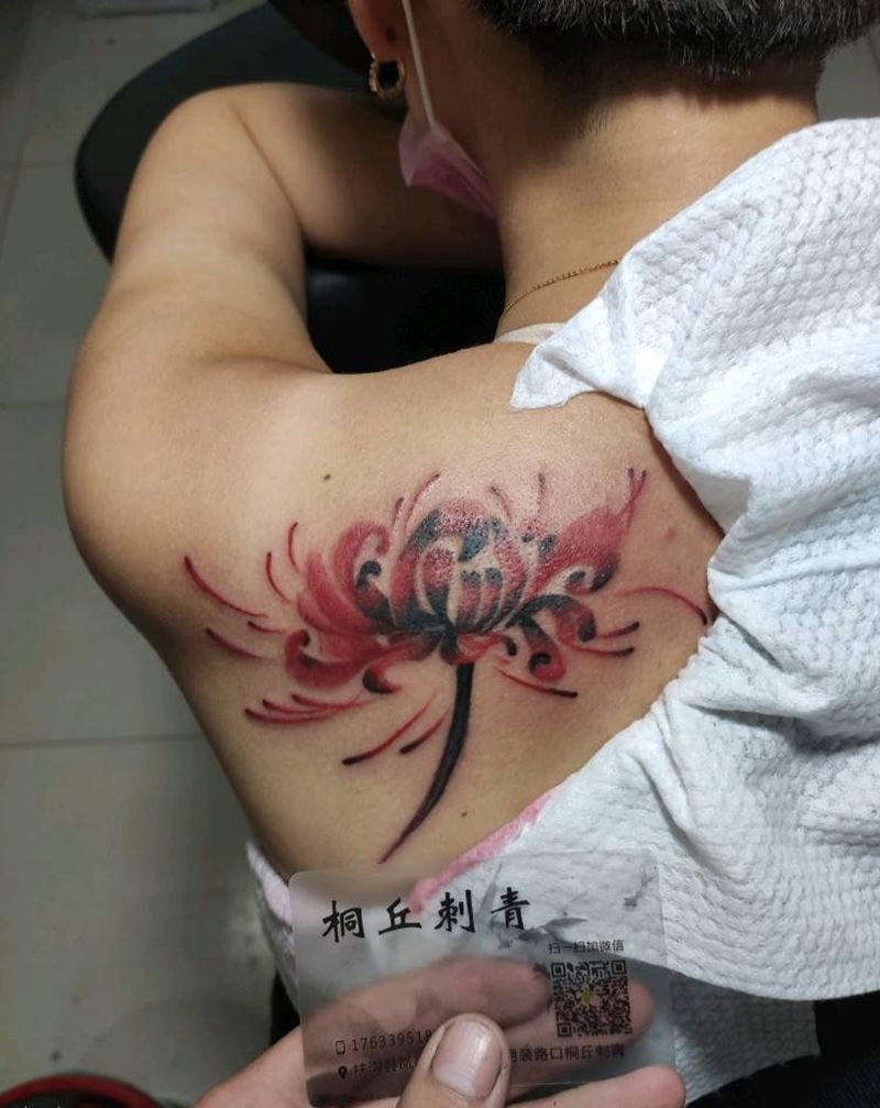 彼岸花纹身图片_新传统纹身图案