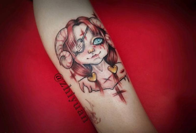 绵羊娃娃纹身图片_手臂纹身图案