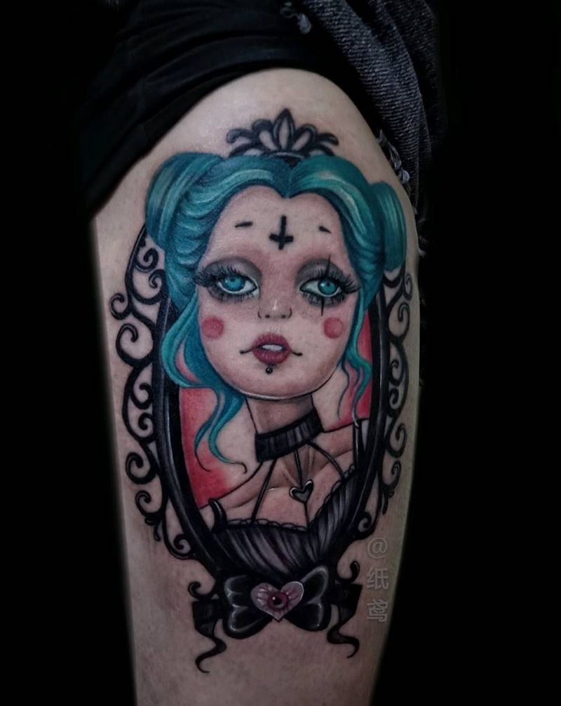 哥特娃娃纹身图片_手臂娃娃纹身图案
