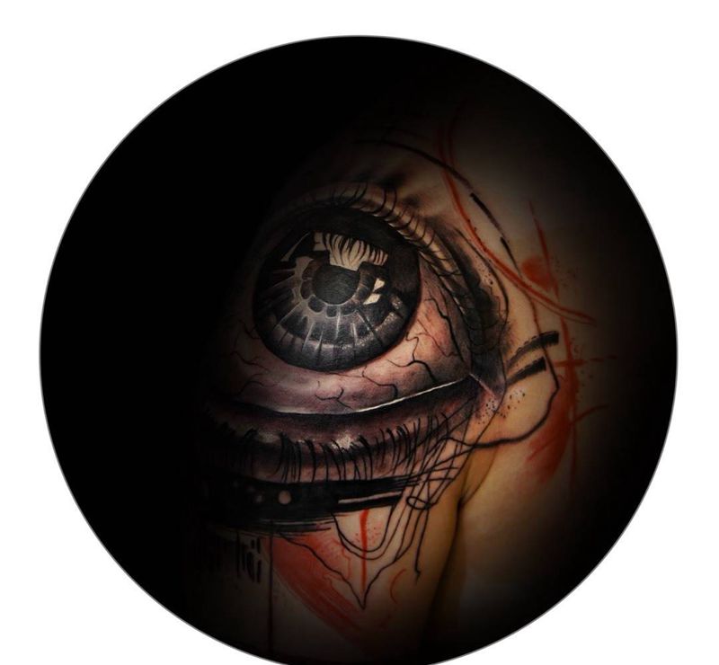 眼睛纹身图片_成品手臂手部欧美写实人物原创纹身图案