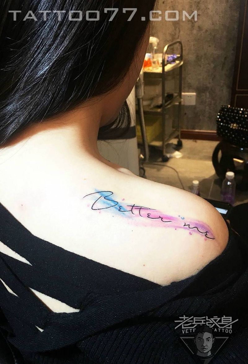 小清新水彩字母纹身作品纹身图片