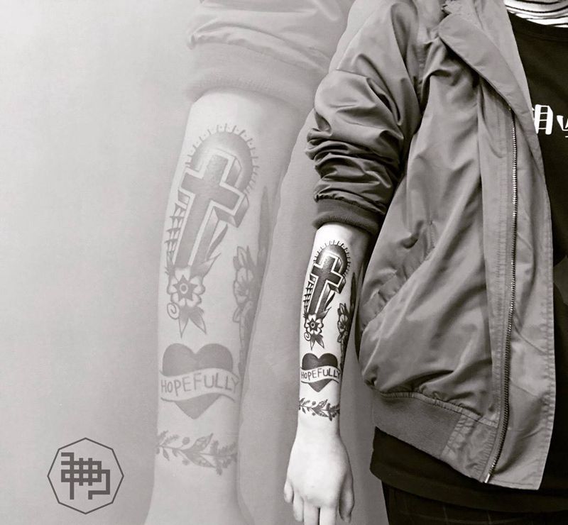 花臂拼接纹身图片