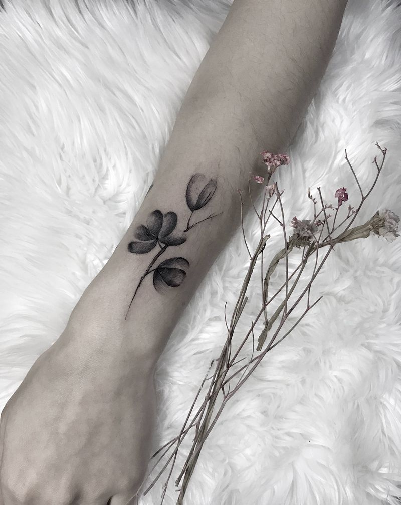 植物纹身图片_手臂手部水彩水墨小清新纹身图案