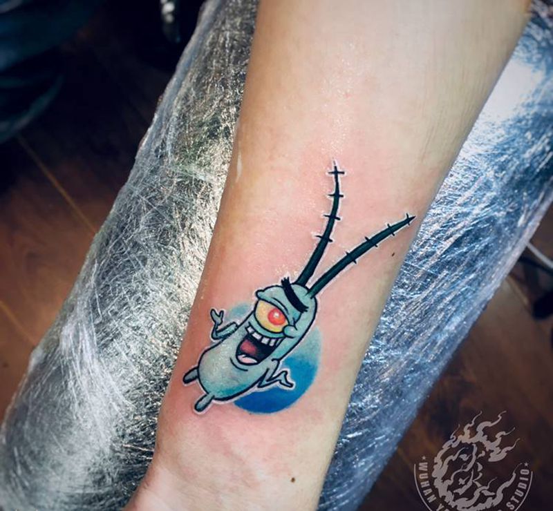 痞老板纹身图片_手臂New School水墨纹身图案