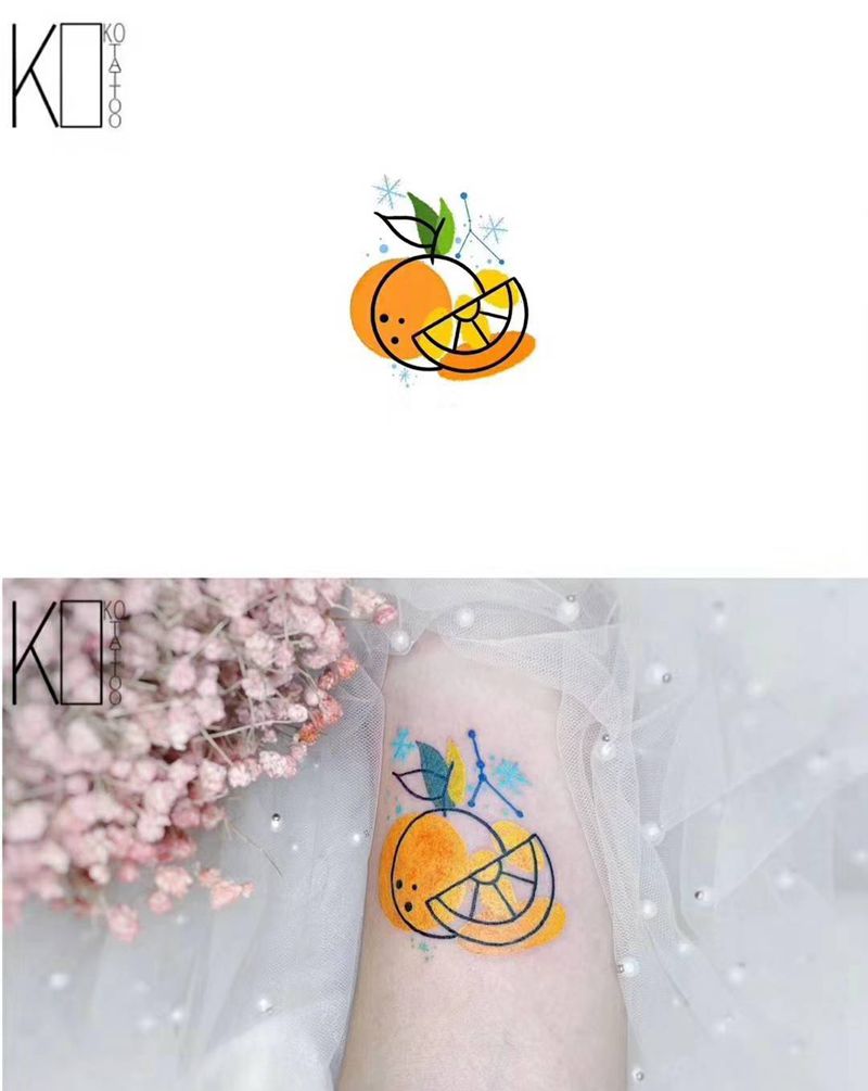 水果纹身图片_手臂水彩一人一图水果定制设计纹身图案