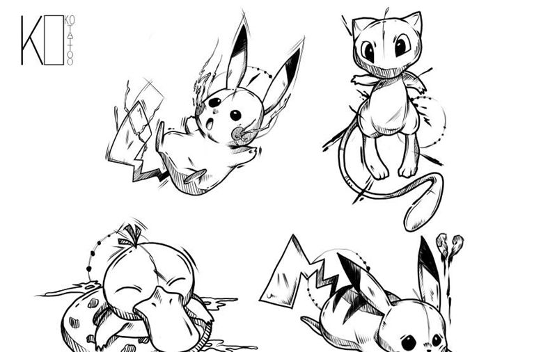 神奇宝贝纹身图片_手臂腿部点刺神奇宝贝针痕风小图纹身图案