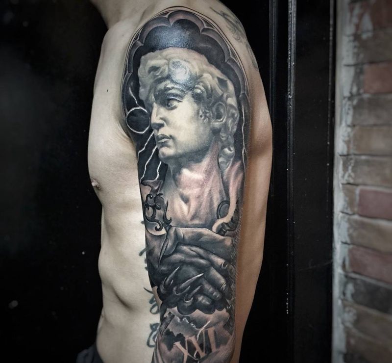 无题…纹身图片_成品手臂手部欧美写实肖像人物宗教鬼神原创纹身图案