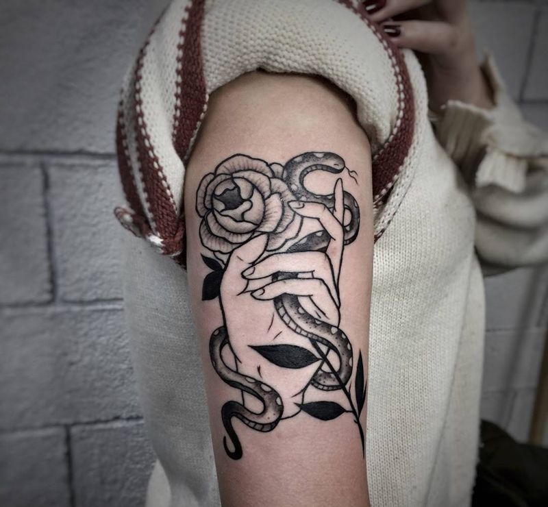 插画风小图一枚纹身图片_成品手臂手部欧美清新几何纹身图案