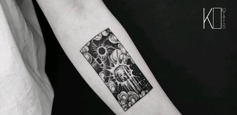 火星纹身图片_手臂点刺几何宇宙火星黑洞纹身图案