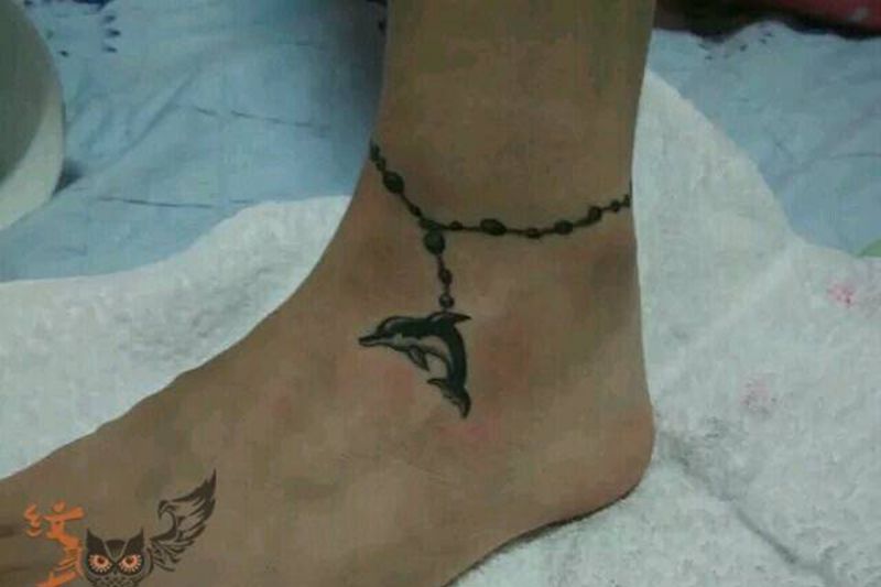 脚链纹身图片