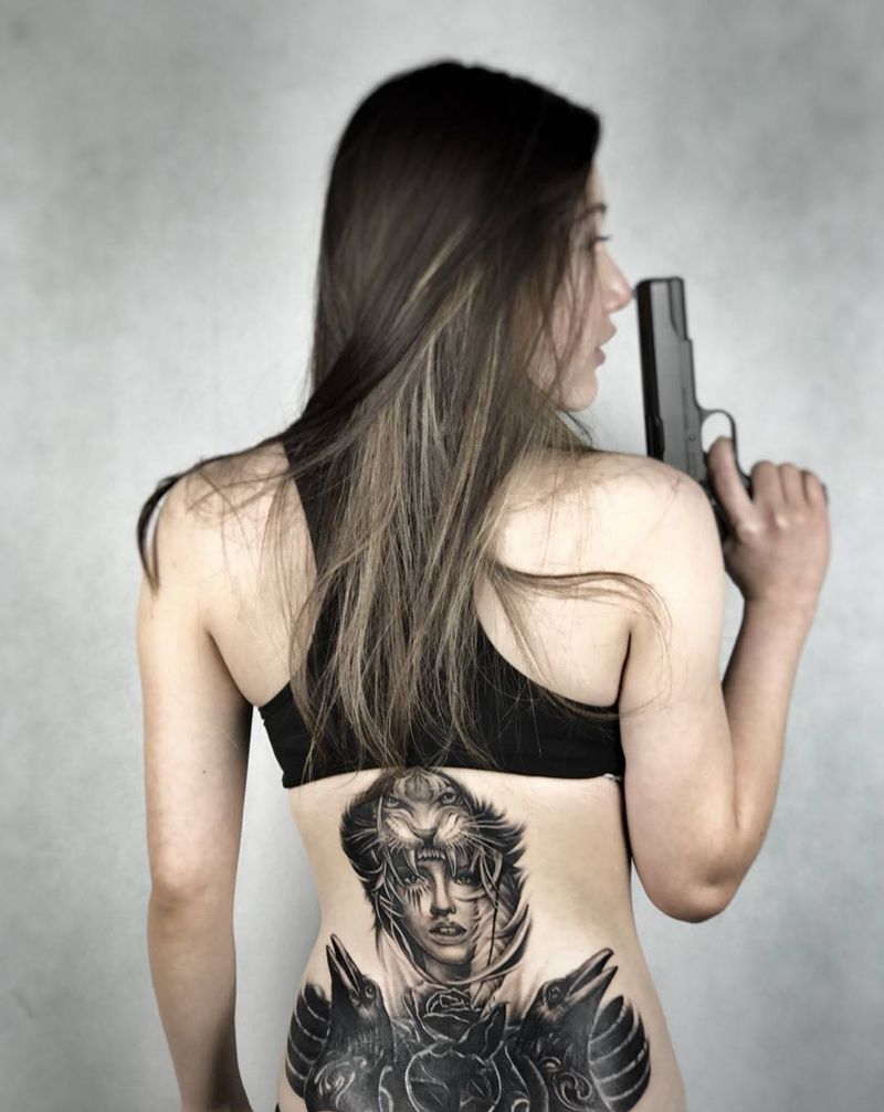 遮了个盖纹身图片_成品臀部腰部背部欧美写实人物宗教武汉纹艺刺刻纹身图案