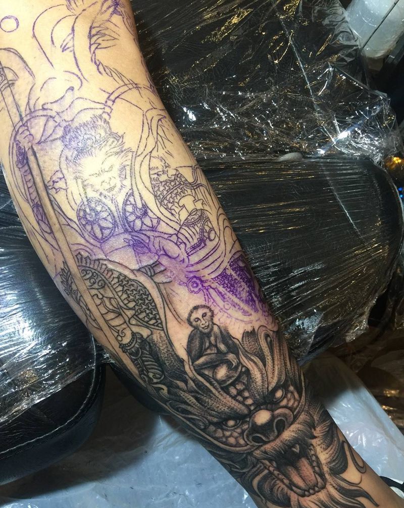 花腿斗战神孙悟空纹身图片