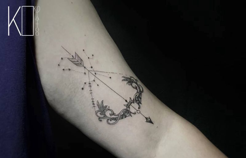 星座设计纹身图片_手臂点刺精美小图星座设计纹身图案