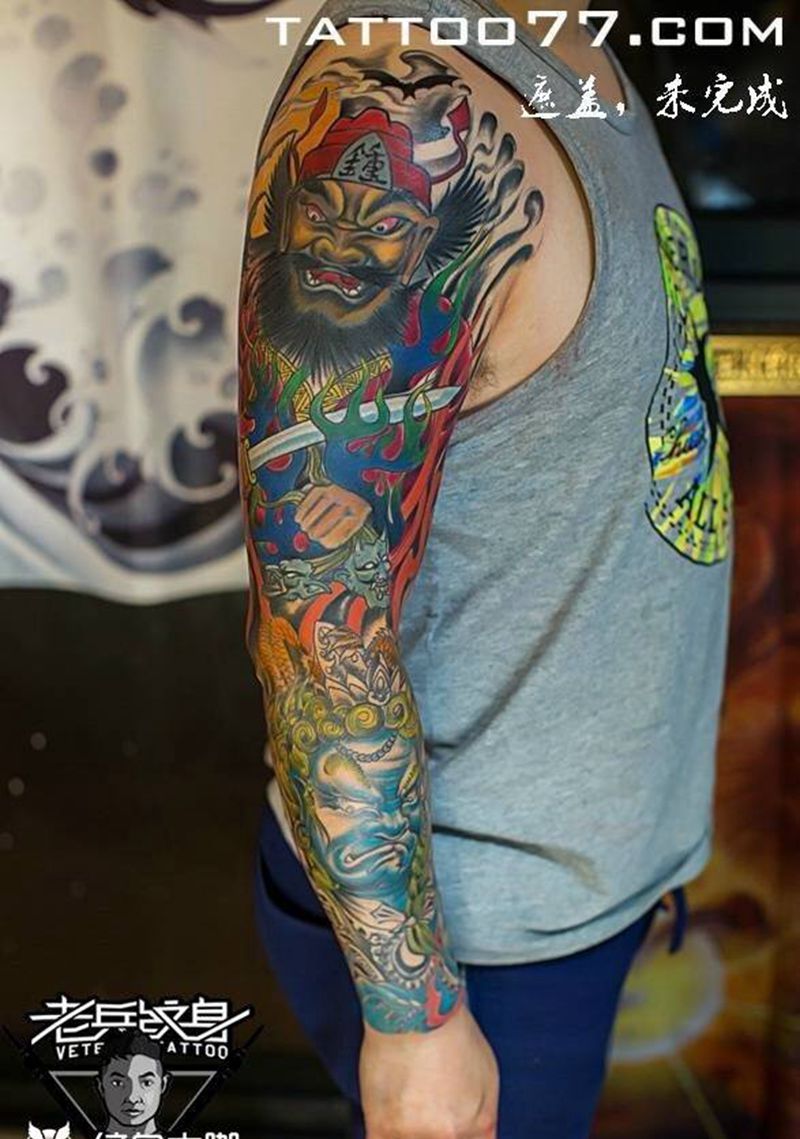冥王（修改作品）纹身图片_成品手臂传统人物鬼神原创纹身图案