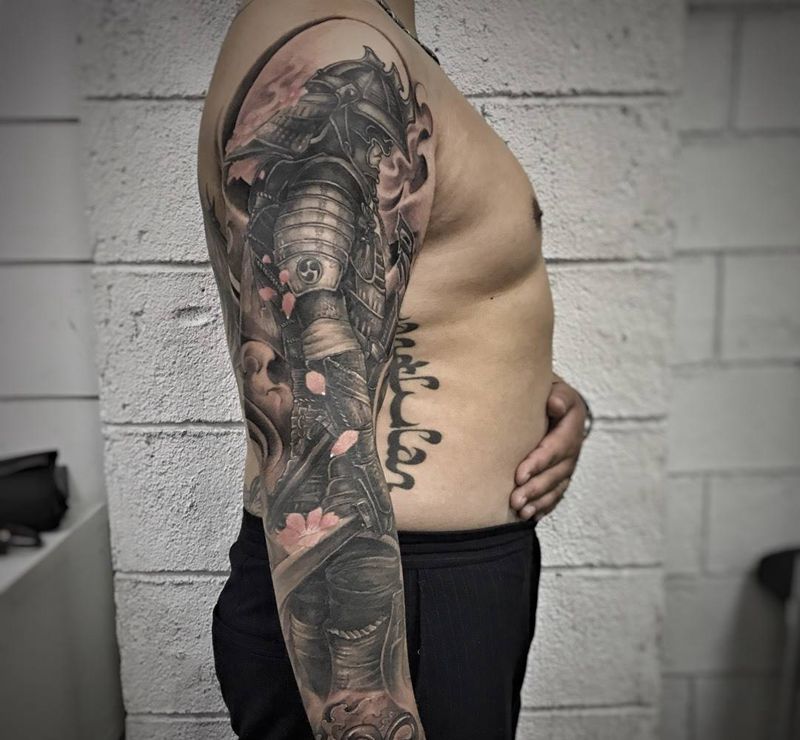 武士…纹身图片_成品手臂手部传统写实人物鬼神原创武汉纹艺刺刻纹身图案