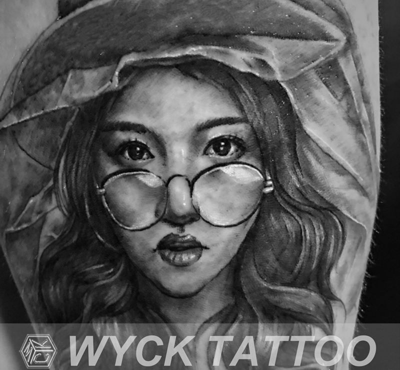 肖像一枚纹身图片_成品手臂欧美写实肖像人物原创武汉纹艺刺刻纹申坤纹身图案