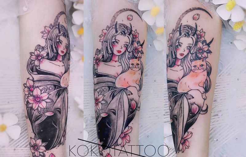 宠物定制纹身图片_手臂点刺肖像定制宠物定制插画设计纹身图案