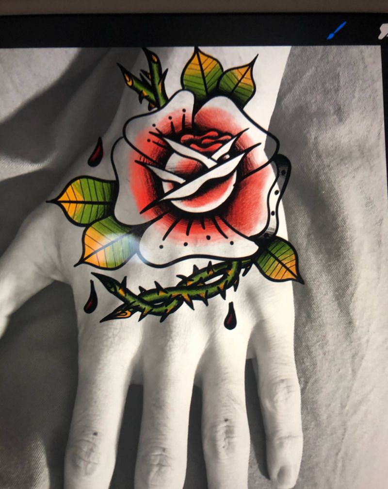 手背手稿纹身图片