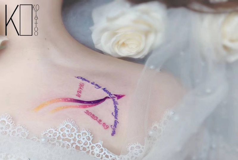 射手座纹身图片_肩部水彩一人一图星座设计原创定制纹身图案