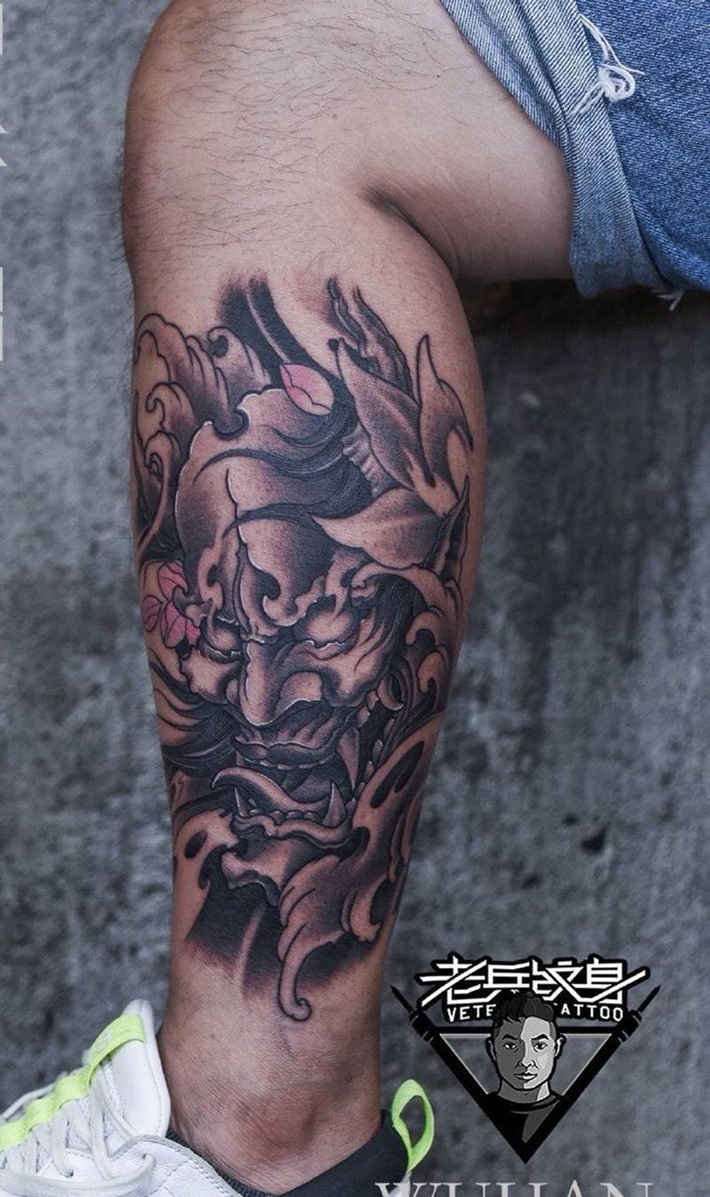 小腿般若纹身纹身图片