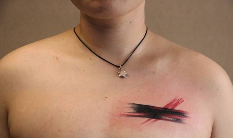 暴力遮盖纹身图片_成品原创胸部清新字符纹身图案