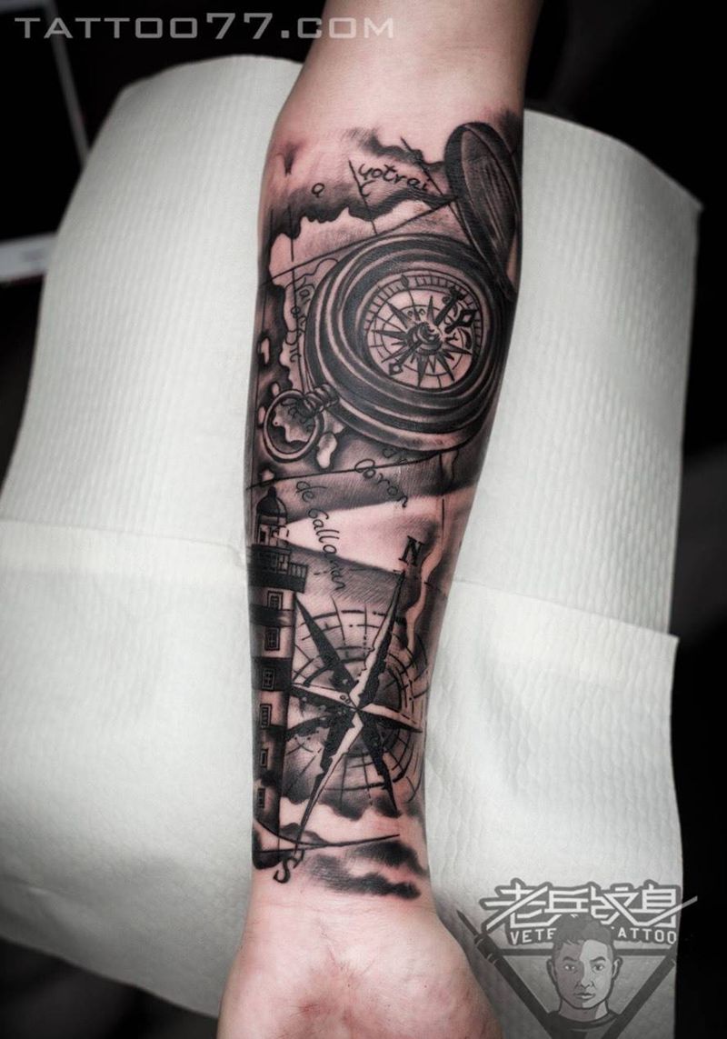 小花臂欧美纹身作品纹身图片_成品手臂欧美纹身图案