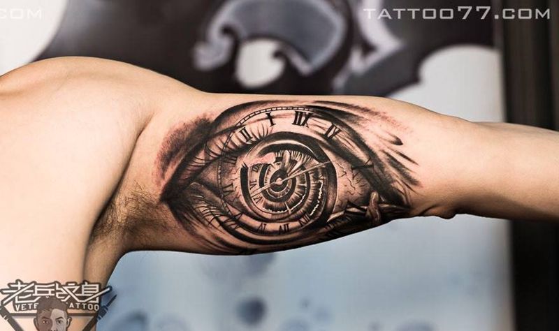 眼睛纹身图片_成品手臂欧美写实静物原创纹身图案