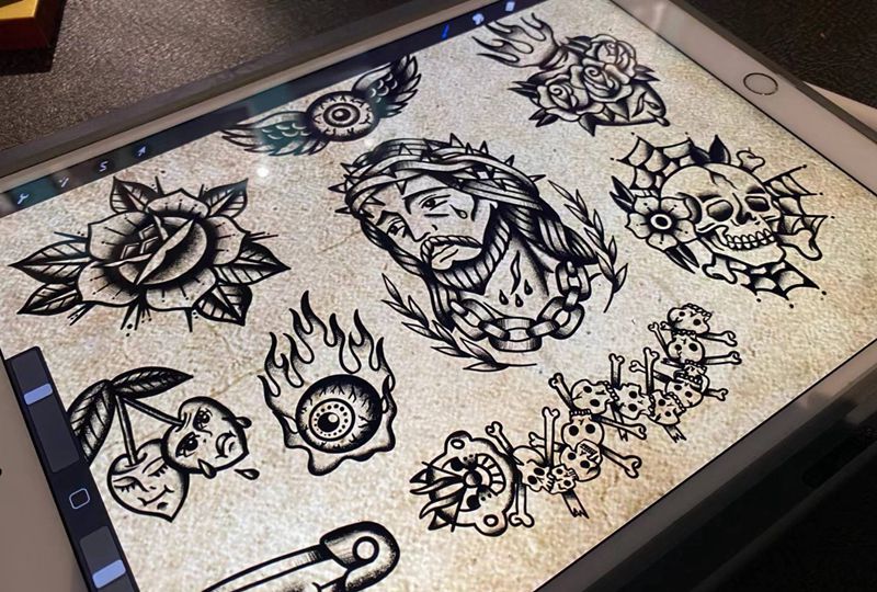 一口价手稿纹身图片