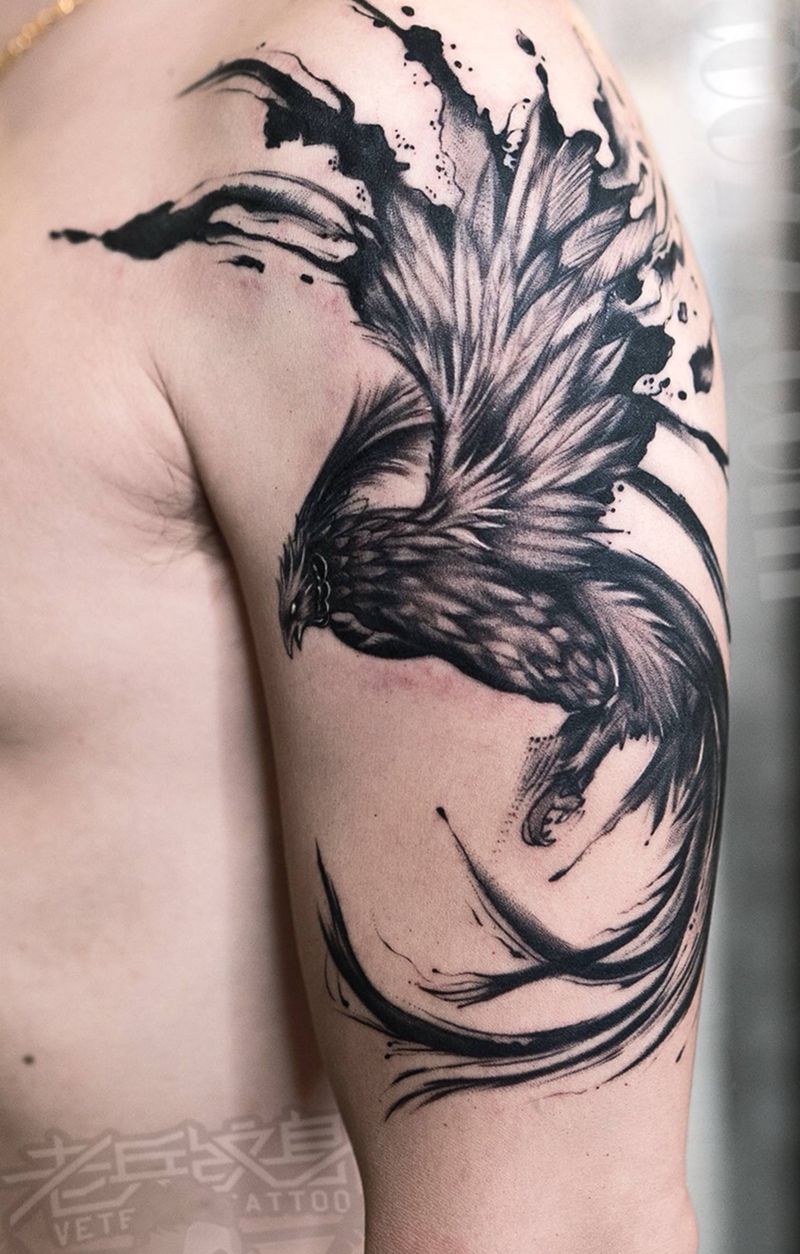 大臂凤凰纹身作品纹身图片