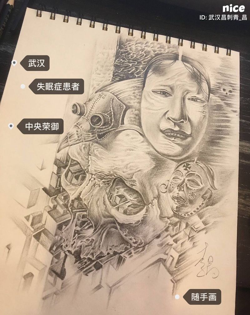 之前画的一张稿子。纹身图片