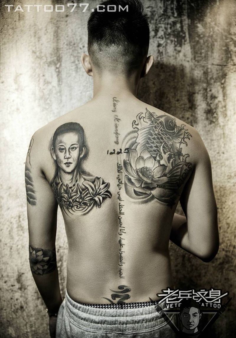 后背肖像纹身作品纹身图片_成品背部肖像人物纹身图案
