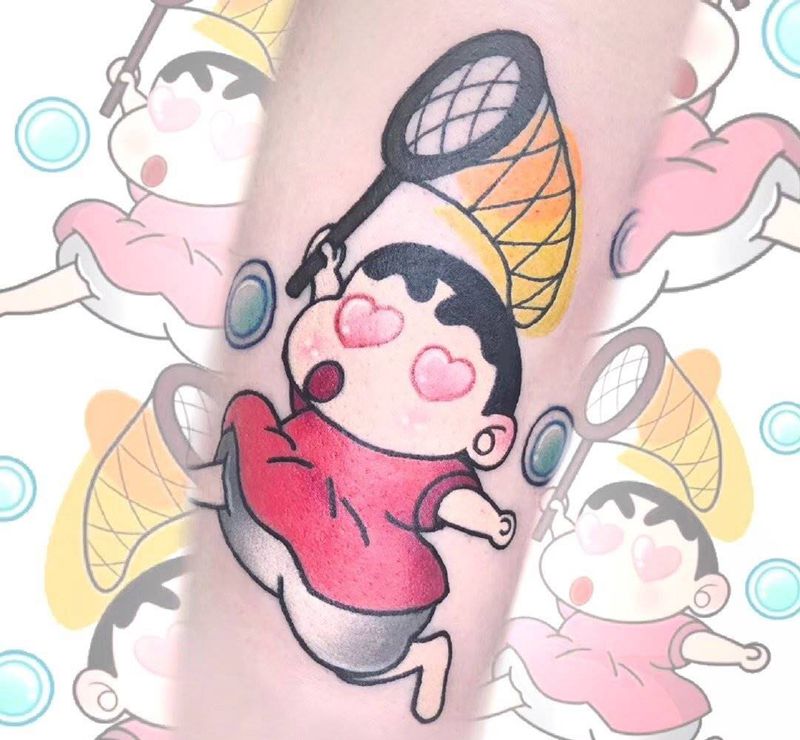 蜡笔小新纹身图片_手臂腿部Old SchoolNew School一人一图蜡笔小新school纹身图案