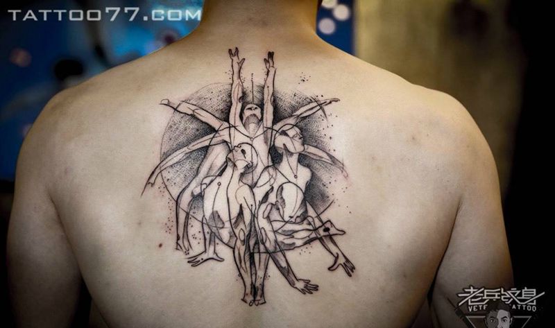 维特鲁威人纹身作品纹身图片